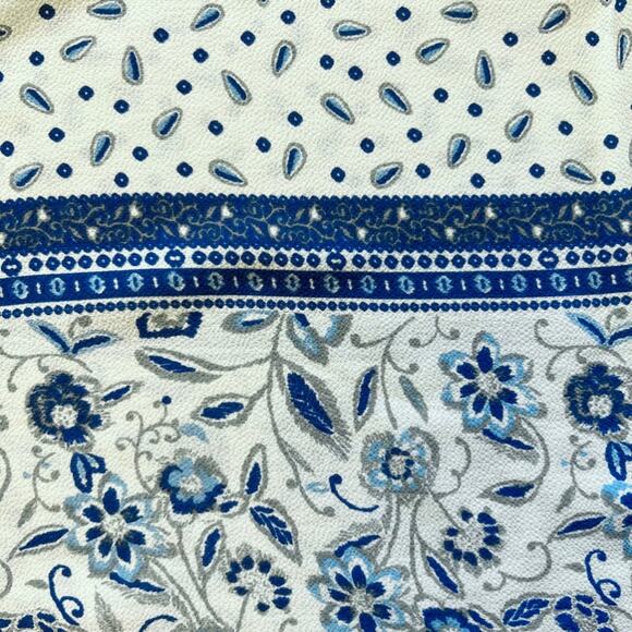 Womens Skies Are Blue Blue White Print Boho Flowy Lightweight Blouse Size XS - Picture 10 of 12